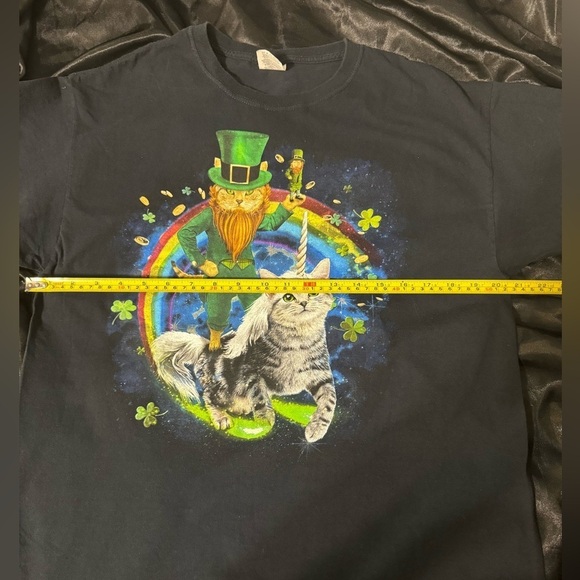 Cat‎ Leprechaun Riding a Cat Unicorn with Rainbow Gold and Shamrocks size Large - Picture 5 of 7